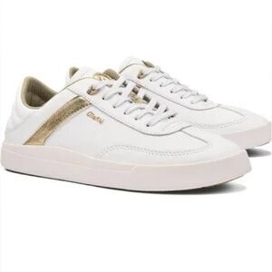 Olukai White and Gold Sneakers